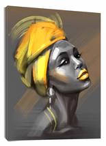 LB Framed African American Women Canvas Wall Art Black Woman Yellow Hair Beauty  - £30.67 GBP