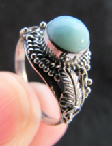 STERLING SILVER &amp; BLUE AGATE ladies ring SIZE 6.5 2.7g .925 Estate Sale! - £23.57 GBP