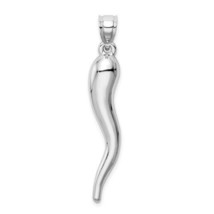 NEW REAL 14k White Gold Hollow 3D Italian Horn Pendant - £153.17 GBP