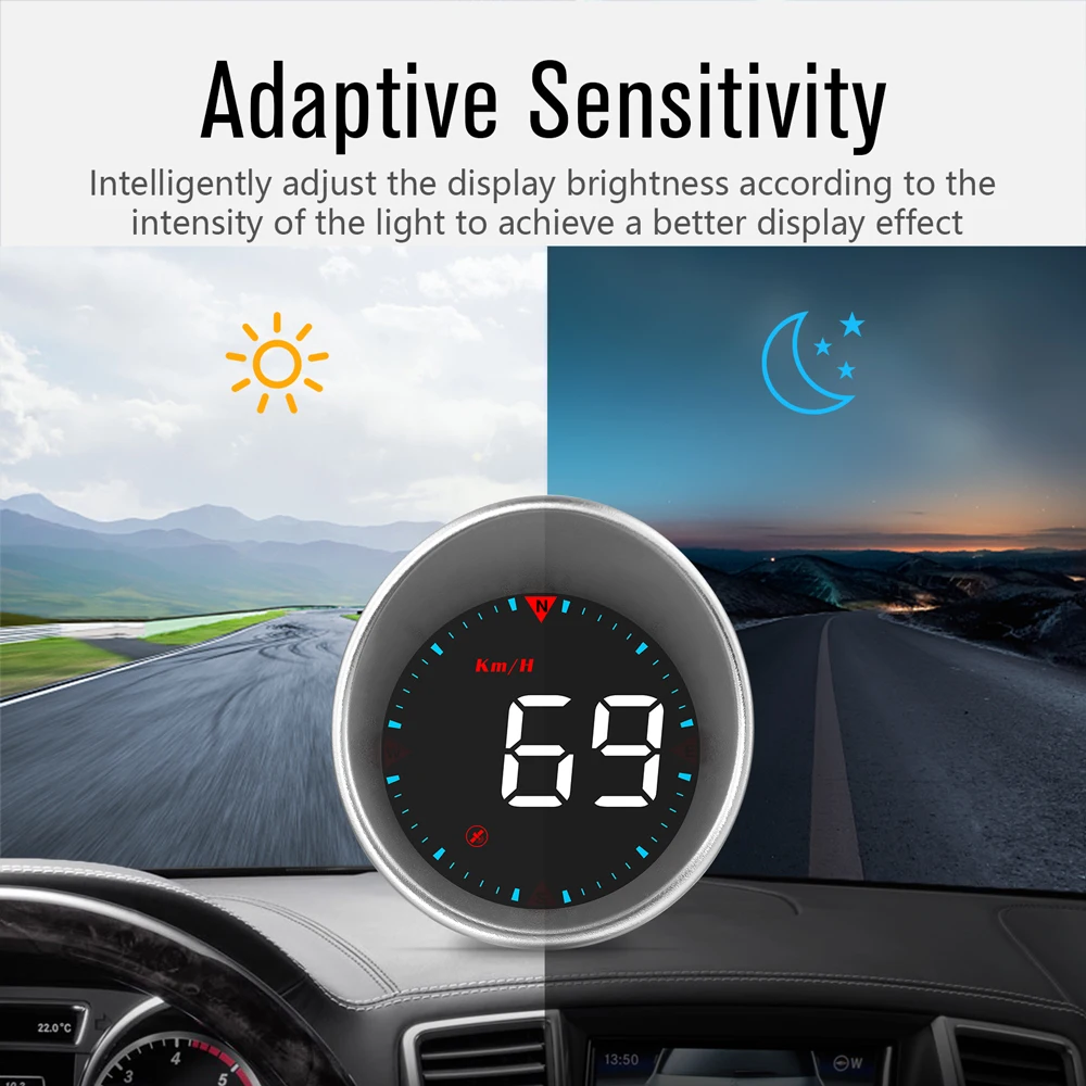 Car Head Up Display Speed Warning Alarm GPS HUD Car Speedometer Black LED Screen - £40.96 GBP