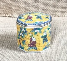 Vintage Takahashi Windsong Miniature Mustard Yellow Floral Porcelain Trinket Box - £10.95 GBP