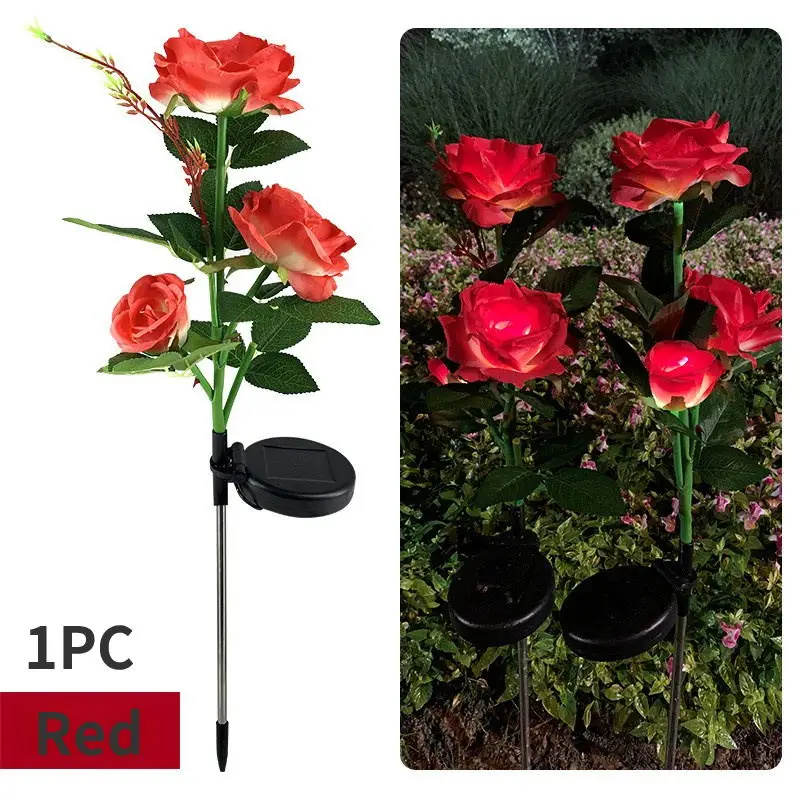 Solar Rose Flower Light LED Waterproof Lawn Lamp Outdoor Simulation Fairy Light  - £57.15 GBP