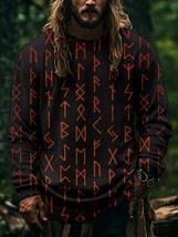 Men&#39;s Mythical Viking Runes Print Casual Sweatshirt - $533.02 MXN