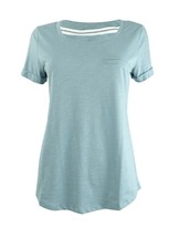 Charter Club Women&#39;s Crew Neck Knit Short Sleeve Pajama Top Stone Blue X... - £14.38 GBP