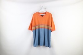 Vintage 90s Gap Mens XL Faded Rainbow Striped Color Block Heavyweight T-Shirt - £47.29 GBP