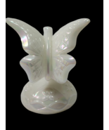 Fenton White Opalescent Butterfly On Branch Ring Holder Art Glass 5&quot; Fig... - $51.41