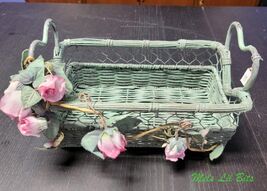 Vintage Floral Wicker and Wire Basket - $40.00