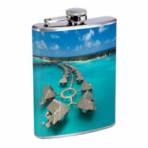 Fiji Islands D2 Flask 8oz Stainless Steel Hip Drinking Whiskey Tropical Pacific - £11.64 GBP