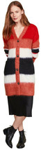 Cinq a Sept Taura Mohair Cardigan Small Red Black Ivory $495 LONG Soft C... - £132.12 GBP