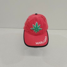 Marijuana Embroidered Hat Men&#39;s Hook &amp; Loop Red Cotton Cap - $9.89