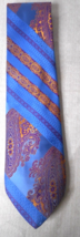 Brittania by Arrow Mens Tie 100% Polyester Blue Gold Red Paisley Stripe Pattern - £15.78 GBP