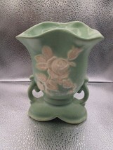 Weller American Pottery vase roses teal green 6 1/2&quot; [3ipott] - £58.42 GBP