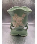 Weller American Pottery vase roses teal green 6 1/2&quot; [3ipott] - £58.25 GBP