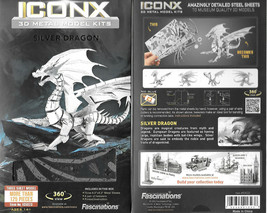 Silver Dragon Fantasy Metal Earth ICONX 3D Steel Model Kit #ICX023 NEW S... - $20.23