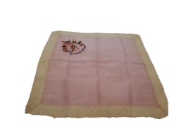LOVELY VINTAGE LADIES HANDKERCHIEF WITH SOUVENIR DE FRANCE &amp; EMBROIDERED... - £8.21 GBP