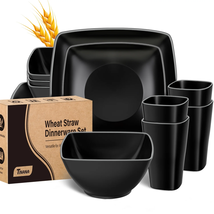 Wheat Straw Dinnerware Sets, Service for 4, 16 PCS Unbreakable Plastic D... - €31,58 EUR