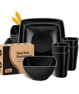 Wheat Straw Dinnerware Sets, Service for 4, 16 PCS Unbreakable Plastic D... - €31,58 EUR