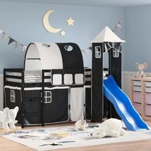 Kids&#39; Loft Bed with Tower White&amp;Black 90x200cm Solid Wood Pine - £214.16 GBP