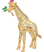 Oscar Heyman 18k Yellow Gold Giraffe Brooch w/ 2 ct Diamond, Emerald Acc... - $30,888.00