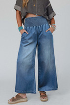 Ashleigh Blue Smocked Waist Wide Leg Jeans - £39.14 GBP