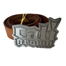 Vtg Cali Grown Solid Belt Buckle w/34&quot; Leather Belt Embossed Handcrafted... - $51.46 CAD