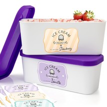 Set Of 2 Reusable Ice Cream Tub Containers 1.6 Quart Ea. - Perfect For Homemade  - $33.99