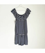 NWT Splendid Womens Striped Off Shoulder Elastic Shorts Soft Romper Whit... - $47.98 CAD