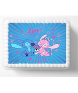 Stitch Angel Love Edible Image Edible Birthday Cake Topper Frosting Shee... - £12.95 GBP