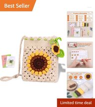 Crochet Kit for Beginners - Create a Charming Sunflower Phonebag with Ease - $24.70