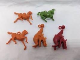 Lot Of (5) Carousel Horse And Seal Plastic Toys With Hoop 1&quot; - $19.79