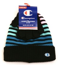 Champion Multi Color Striped Knit Cuff Beanie &amp; Gloves Youth Boy&#39;s 8-20 NWT - $22.27