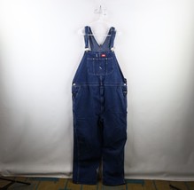 Vtg Dickies Mens 46x30 Distressed Spell Out Wide Leg Denim Overalls Bibs Blue - £46.68 GBP