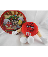 M&amp;M MARS ORIGINAL TIN ROUND CHRISTMAS plus plush red doll both 7&quot; - $12.16 CAD