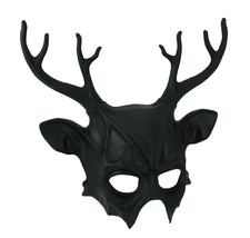 Scratch &amp; Dent Dark Demon Matte Black Wicked Deer Adult Costume Mask - £35.52 GBP