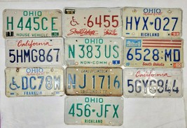 10 License Plates California South Dakota Illinois Ohio - £17.40 GBP