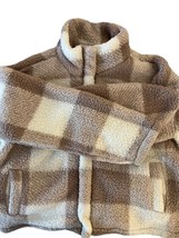 Altard State Fleece Jacket Large Brown/Tan Fuzzy Mock Full Zip - £18.46 GBP