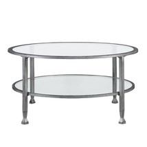 SEI Furniture Jaymes Metal &amp; Glass Round 2-Tier, Coffee Table, Silver/Black Dist - £263.37 GBP