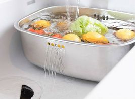 Hanssem Stainless Steel Basin Dishpan Washing Bowl Kitchen Sink Basket with Cap image 7