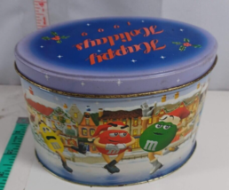 Vintage 1999 M &amp; M&#39;s Happy Holidays Limited Edition Christmas Tin Oval - $9.90