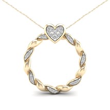 10K Yellow Gold 0.10ct TDW Diamond Circle Heart Necklace - £220.24 GBP