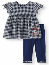 Short Sleeve Gingham Tunic Top &amp; Leggings, 2pc Outfit Set Baby Girls Siz... - £15.45 GBP