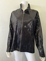Exclusively Misook Black Pailette Jacket Sequin Shiny Full Zip Size X Large - £60.14 GBP