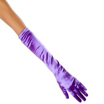 Purple Satin Gloves Mid Arm Elbow Length Stretch Costume Dress Up Dance ... - £10.90 GBP