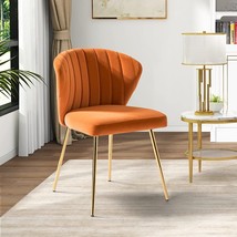 HULALA HOME Velvet Dining Chairs, Modern Small Armless Accent Chair with Gold - £92.71 GBP