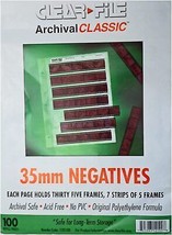 Clear File Archival Page for 35mm Negatives 7-Strips of 5-Frames 100 Pack - £23.68 GBP