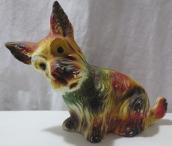 Chalkware Vintage Carnival Prize Dog Figurine Scottish Terrier Scotty Dog 7 1/2&quot; - £31.97 GBP