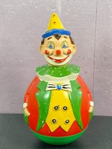 Roly Poly Clown Wobble W Germany Kids Plastic Celluloid Musical Toy Vintage - $39.59