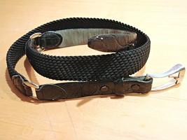 Paris Womens Belt Black Alligator Grain Cowhide Nylon Western Belt L/XL Vintage  - £14.43 GBP