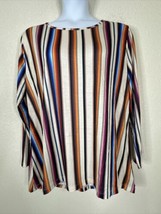 NWT Grace &amp; Emma Shirt Womens Plus Size 3XL Colorful Stripe Long Sleeve - £20.62 GBP