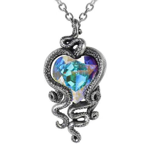 Alchemy Gothic Heart of Cthulhu Prismatic Crystal Octopus Kraken Pendant P723 - $84.95